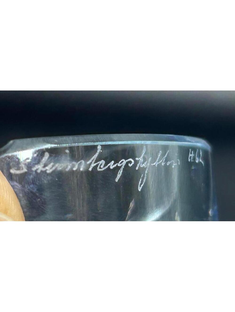Signed Strömbergshyttan Swedish Art Glass Ashtray – Model H62